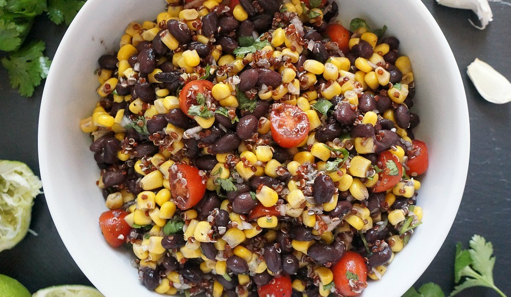 Healthy Southwest Black Bean and Corn Salad Recipe with Quinoa