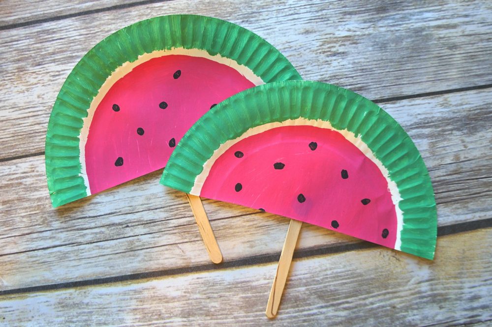 Watermelon Paper Fan Craft For Kids